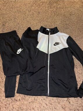 Nike Black and White Youth Track Jacket and Pants Set